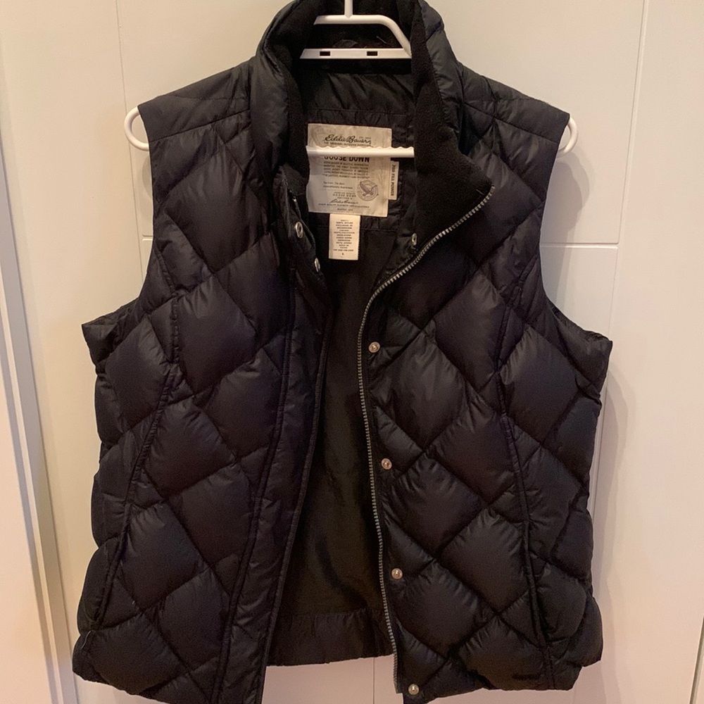 Eddie Bauer womens goose down black vest